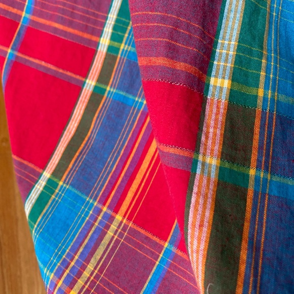 Vintage LIZ CLAIBORNE SPORTDRESS Lightweight Denim and Madras Plaid Wear - Picture 3 of 6